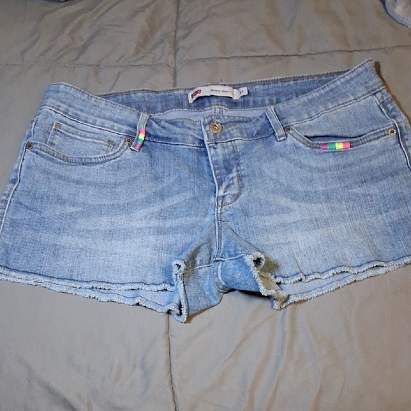 Levi's Pants - Levi's Light Blue Denim Frayed Hem Women's Shorts